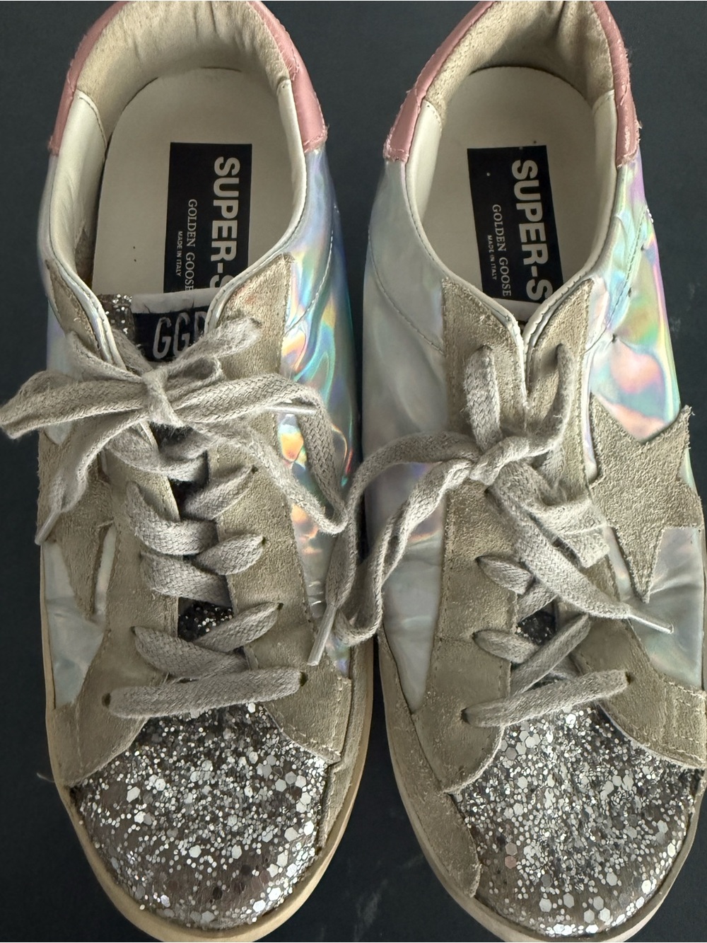 Golden Goose GGDB Super-Star Holographic Glitter Sneakers EU 39